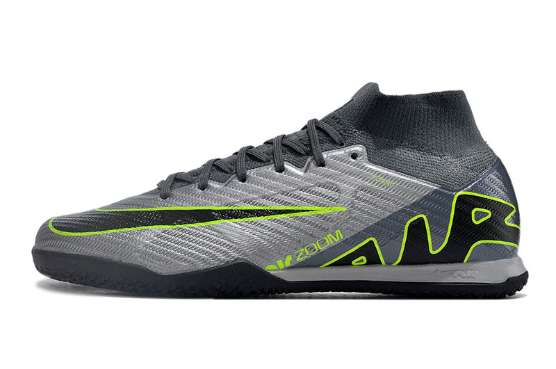 Chuteira Futsal Nike Air Zoom Mercurial Superfly 9 Elite IC Cinza e Verde