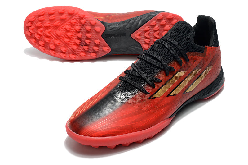 Chuteira Society Adidas X Speedflow.1 TF Vermelho e Preto "Showdown Pack"