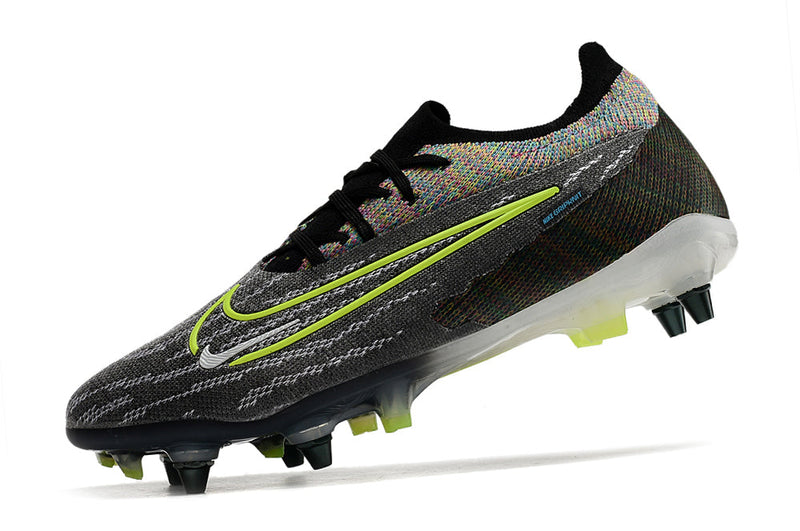 Chuteira Campo Nike Phantom GX Elite Trava Mista Preta e Verde "Link Pack"