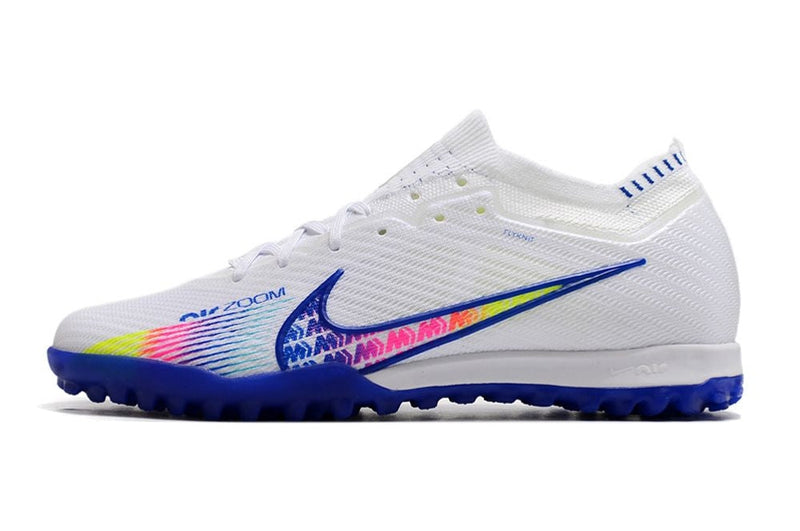 Chuteira Society Nike Air Zoom Mercurial Vapor 15 Elite TF Branca e Azul