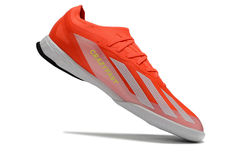 Chuteira Futsal Adidas CrazyFast. 1 IC Vermelha e Branco "Energy Citrus Pack"