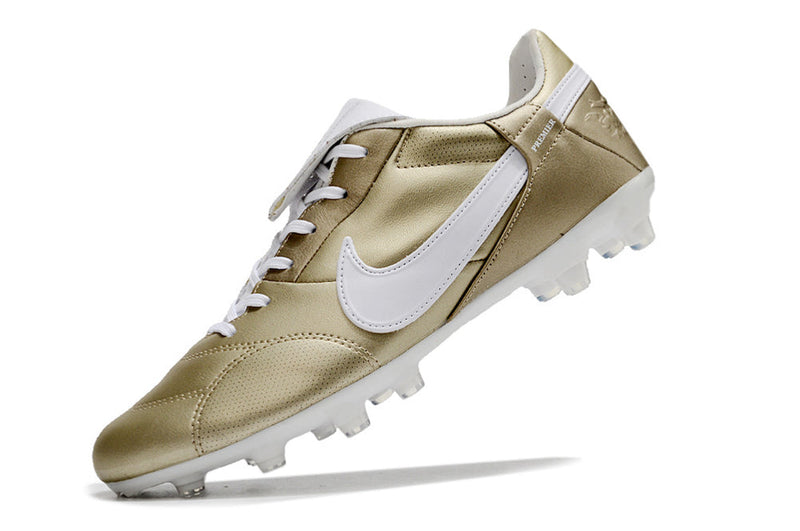 Chuteira Campo Nike Premier 3 FG Dourada e Branca