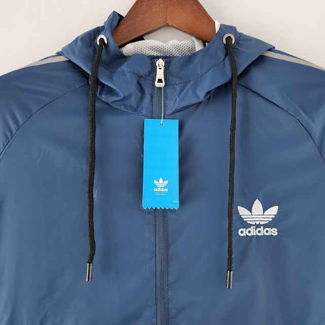 Corta Vento Adidas Azul e Cinza